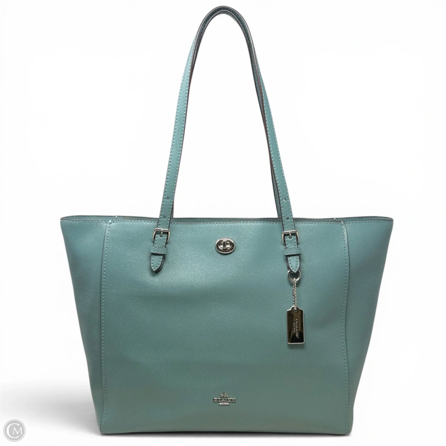 Turnlock Tote in Crossgrain Leather Designer By Coach, Size: Large