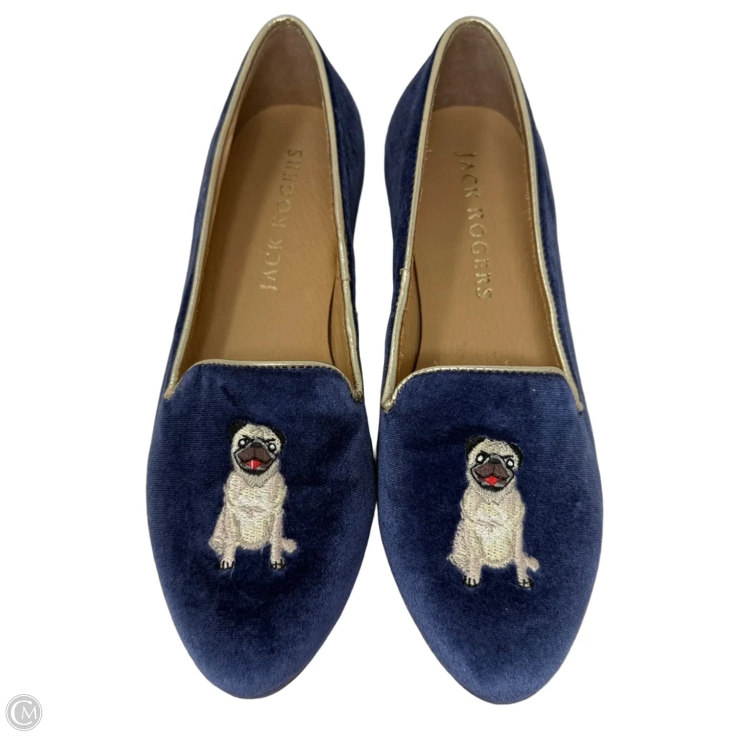 Velvet Pug Embroidered Loafers By Jack Rogers In Animal Print, Size: 8