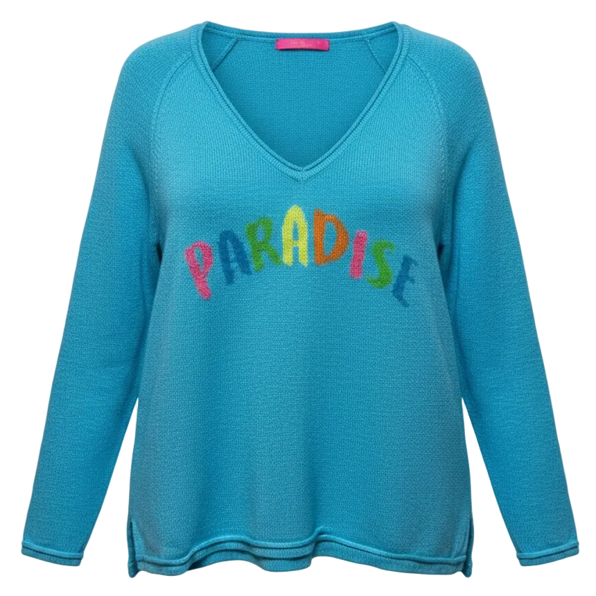 Danette V-Neck Sweater Designer By Lilly Pulitzer In Seabreeze Blue Paradise Intarsia, Size: L