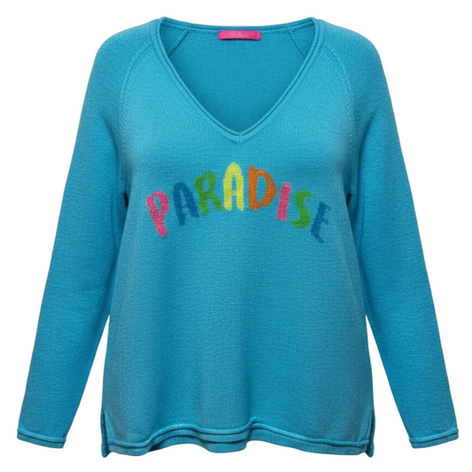 Danette V-Neck Sweater Designer By Lilly Pulitzer In Seabreeze Blue Paradise Intarsia, Size: L