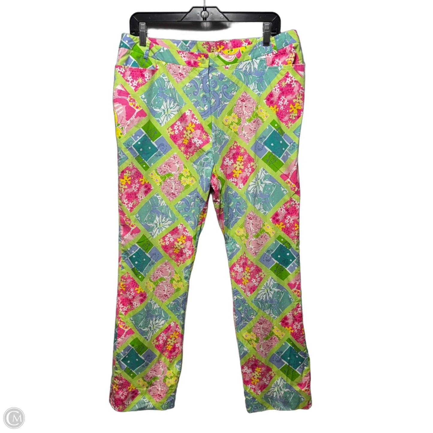 Vintage Surf N Patch Capri Pants Designer By Lilly Pulitzer In Animal Print, Size: 12 (estimated)