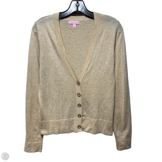Wool Blend Sweater Cardigan Designer By Lilly Pulitzer In Tan, Size: L