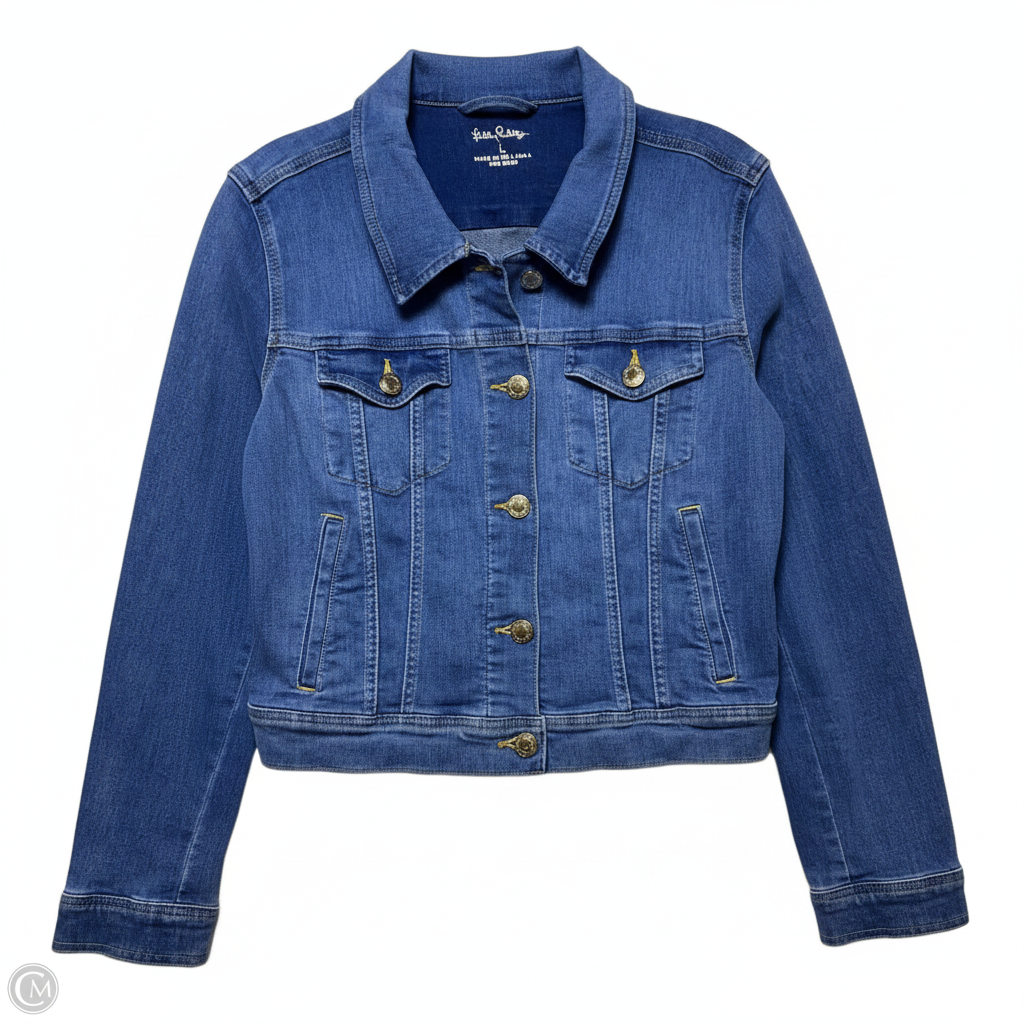 Seaspray Denim Jacket Designer By Lilly Pulitzer In Blue, Size: L