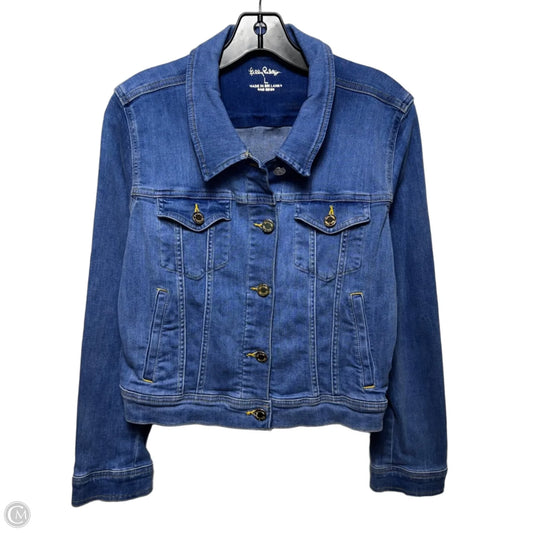 Seaspray Denim Jacket Designer By Lilly Pulitzer In Blue, Size: L