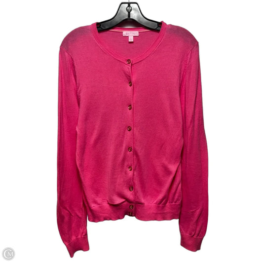 Sweater Cardigan Designer By Lilly Pulitzer In Pink, Size: L