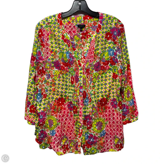 Top Long Sleeve By Talbots In Floral Print, Size: L