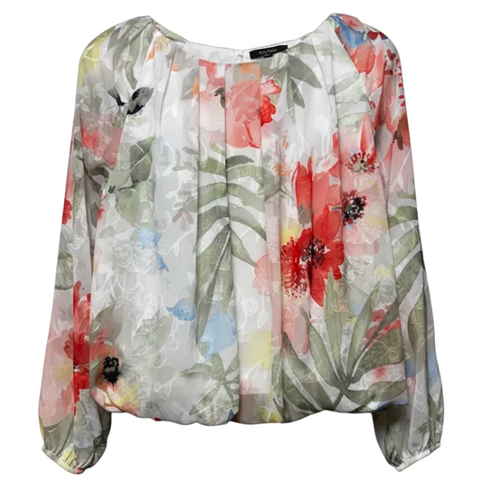 Floral Long Sleeve Crew Neck Blouse By Frank Lyman In Floral Print, Size: 12