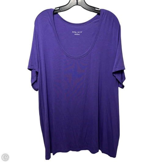 Top Short Sleeve Basic By Ava & Viv In Purple, Size: 4x