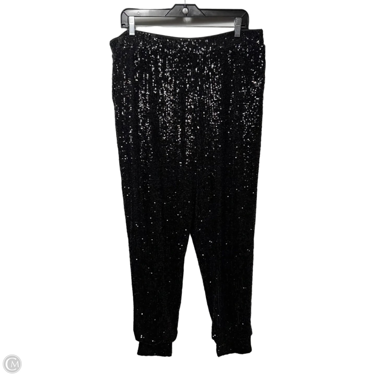 Sequin Joggers Pants Dress By Cable And Gauge In Black, Size: XL