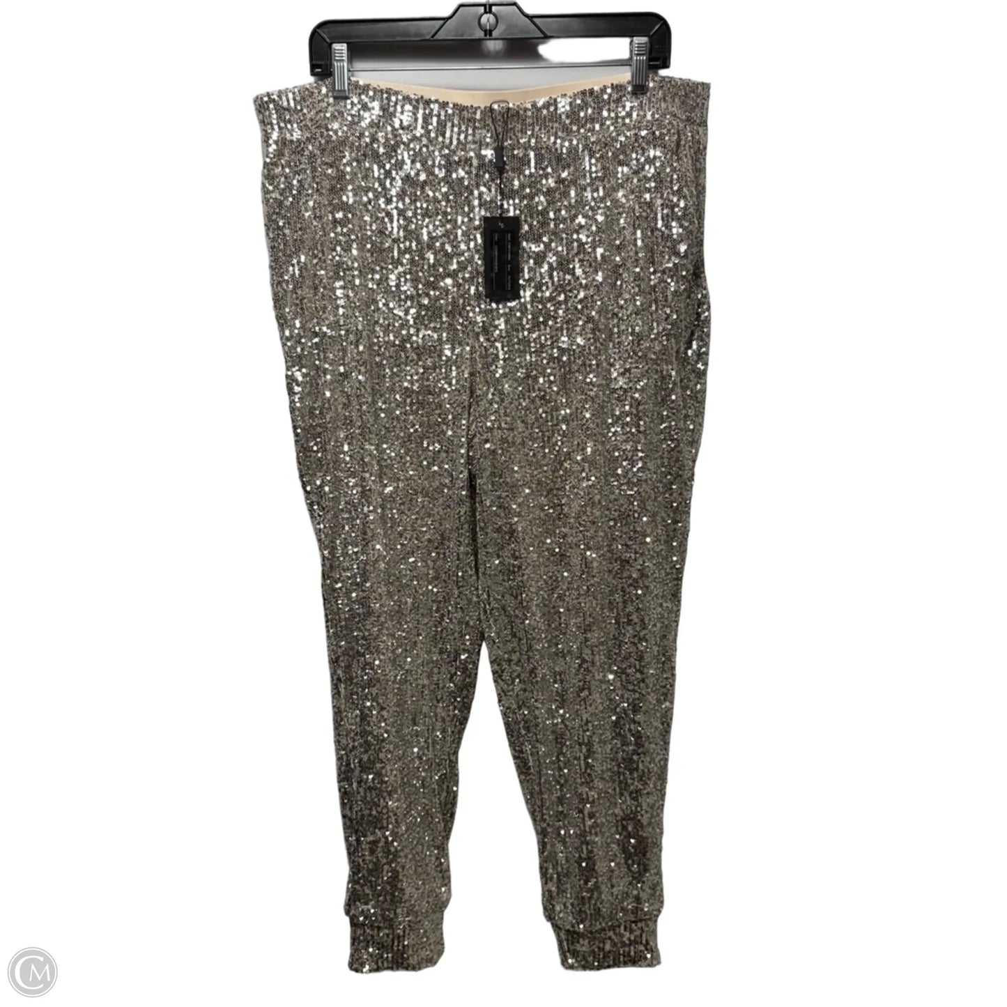 Sequin Joggers Pants Dress By Cable And Gauge In Silver, Size: XL