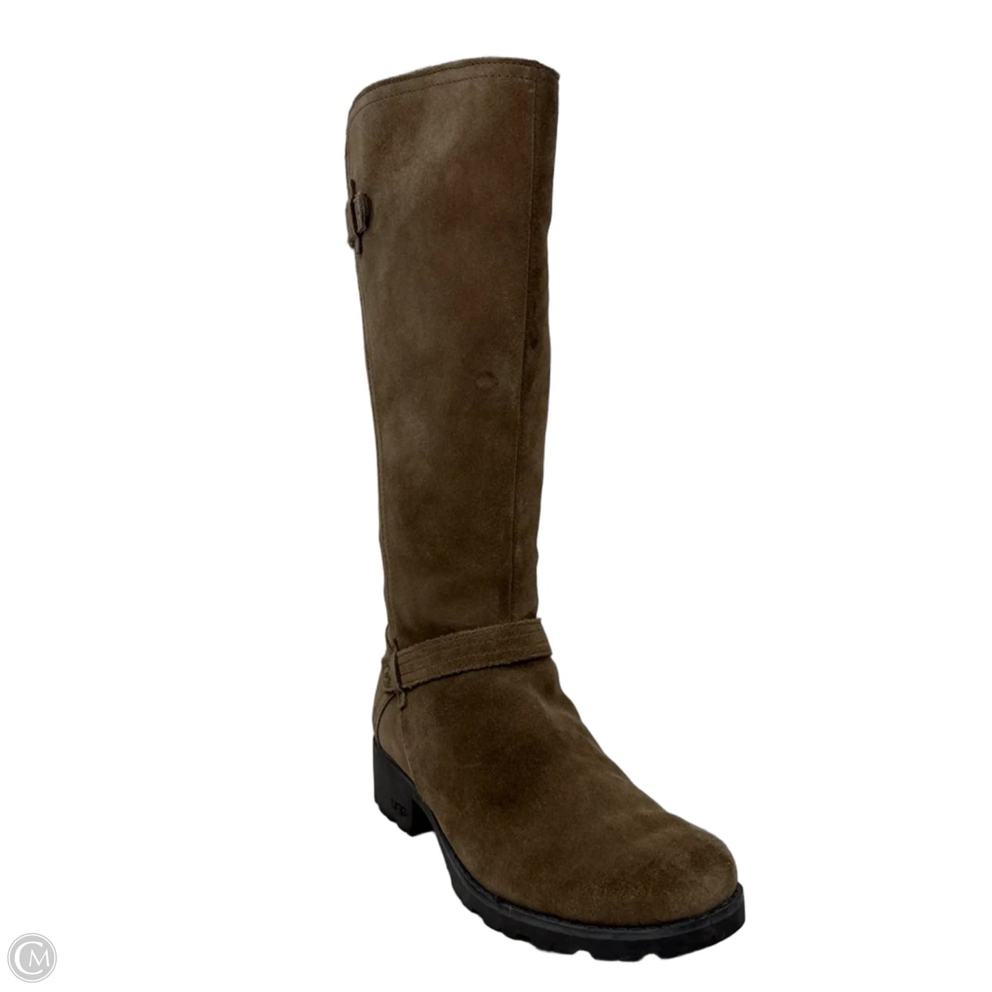 Jillian Suede Riding Boots Designer By Ugg In Tan, Size: 7