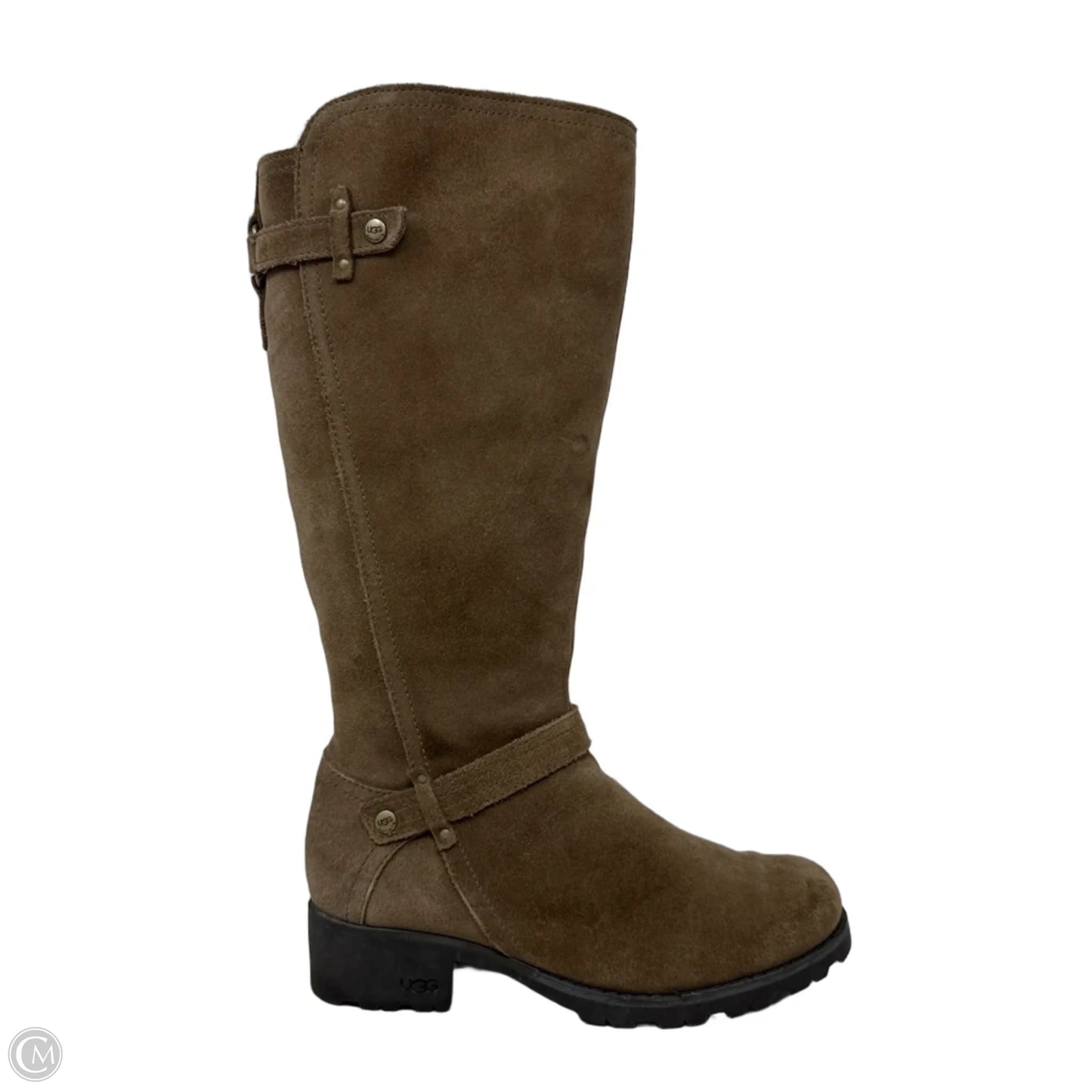 Jillian Suede Riding Boots Designer By Ugg In Tan, Size: 7