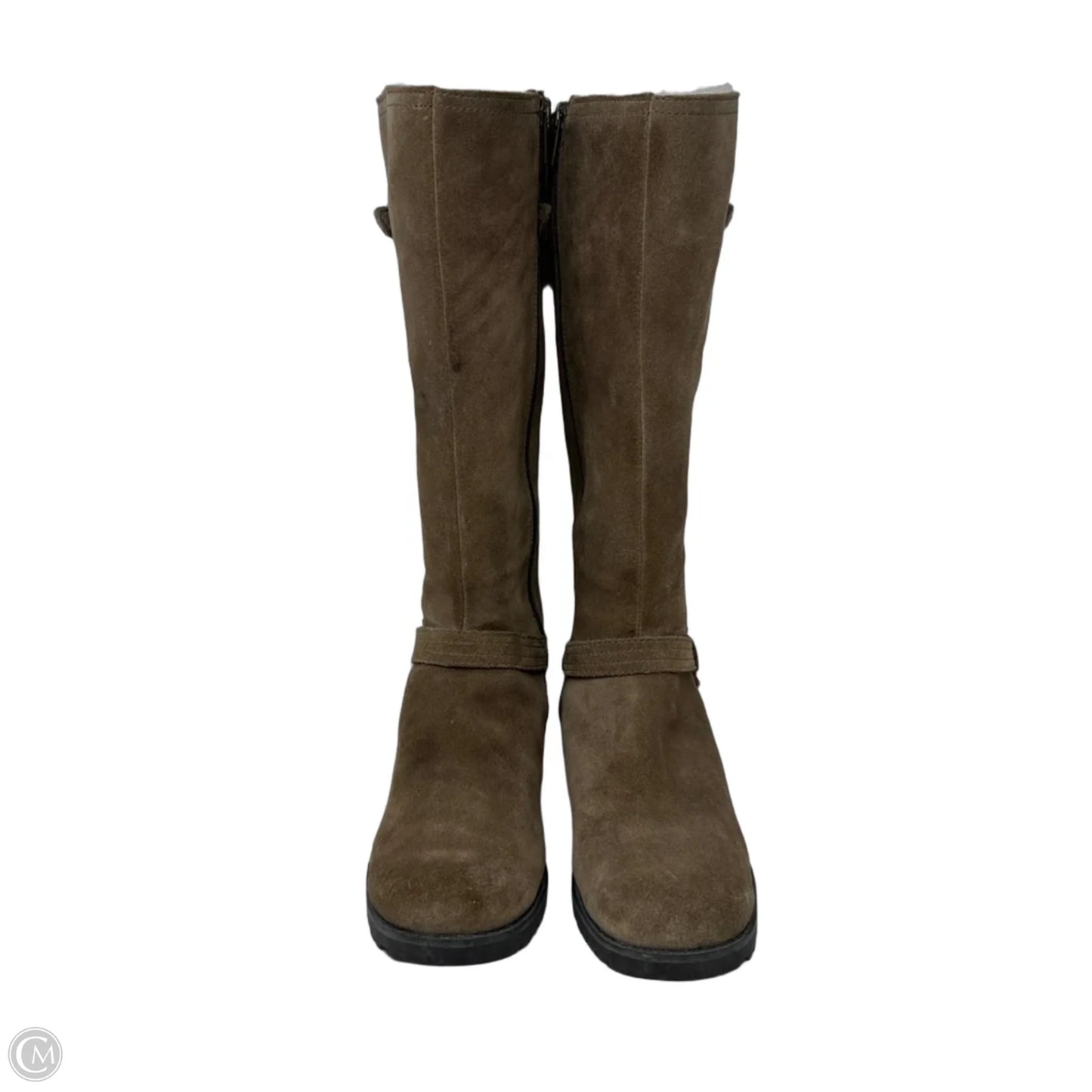 Jillian Suede Riding Boots Designer By Ugg In Tan, Size: 7