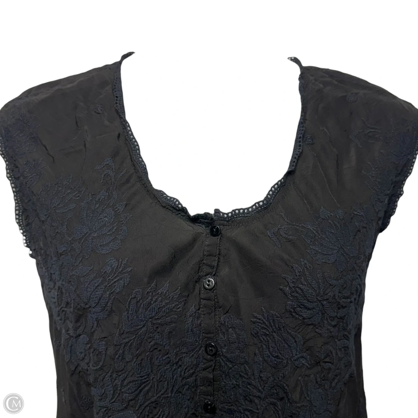 Embroidered Eyelet Tunic By Johnny Was In Black, Size: M