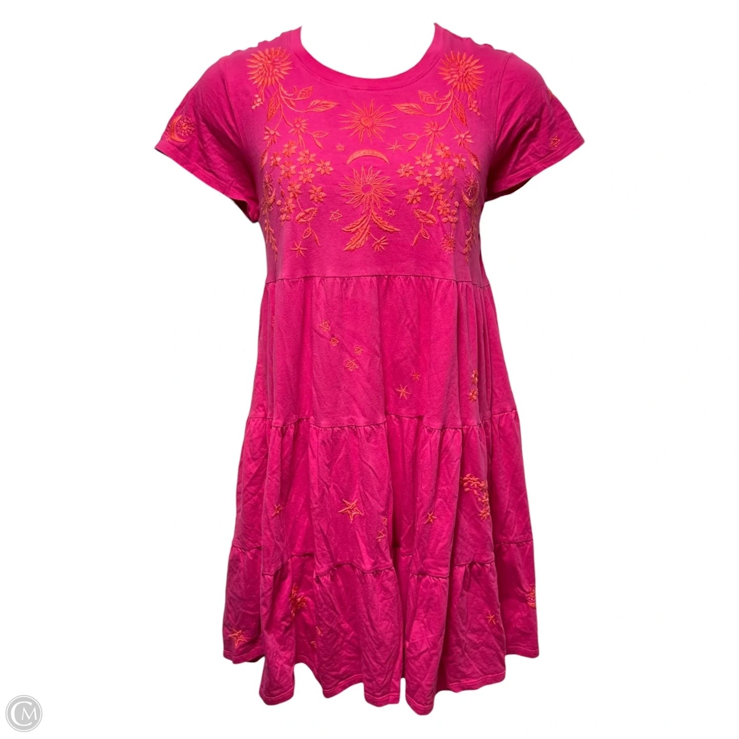 Oleander Tiered Embroidered T Shirt Dress By Johnny Was In Pink, Size: M