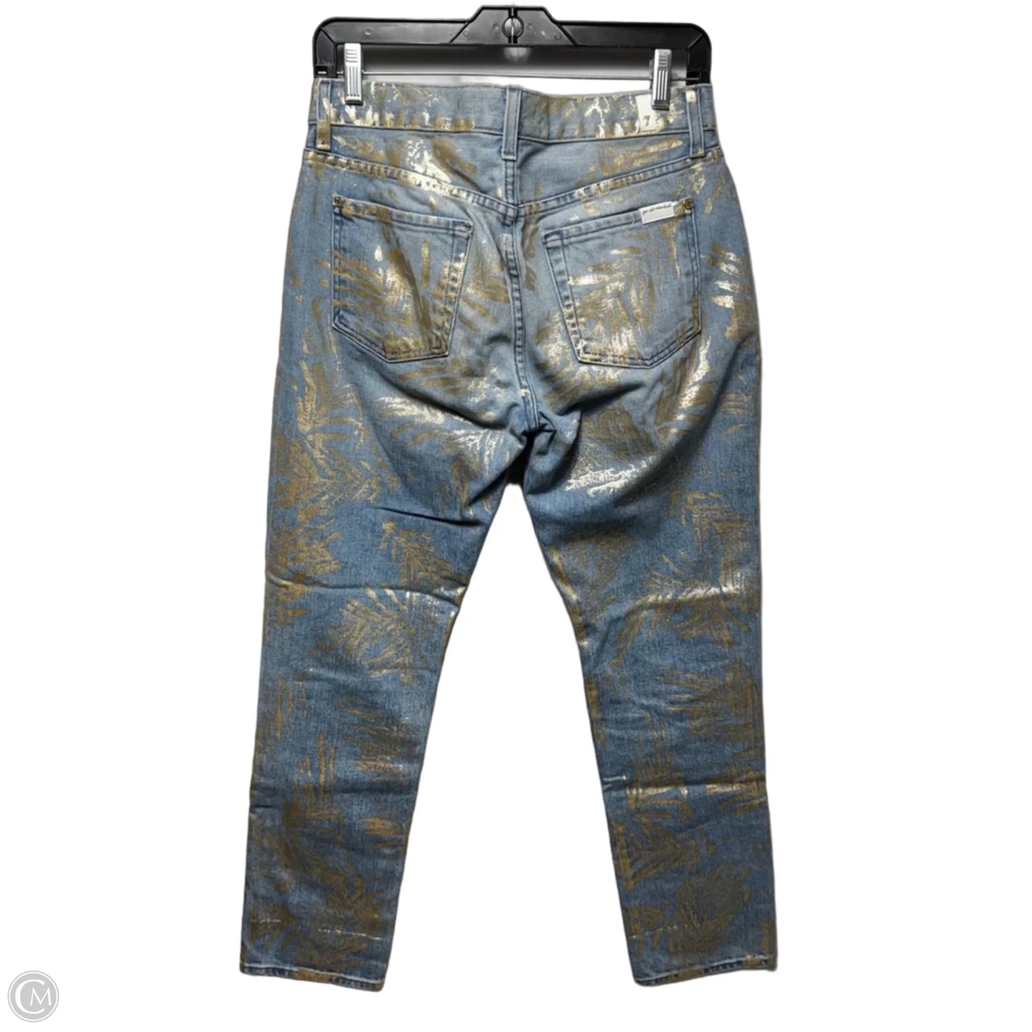 Metallic Printed Jeans Straight By 7 For All Mankind In Floral Print, Size: 2/26