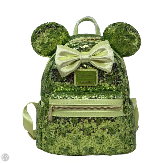 Minnie Mouse Sequined Mini Backpack By Loungefly X Disney In Tinker Bell Green, Size: Large