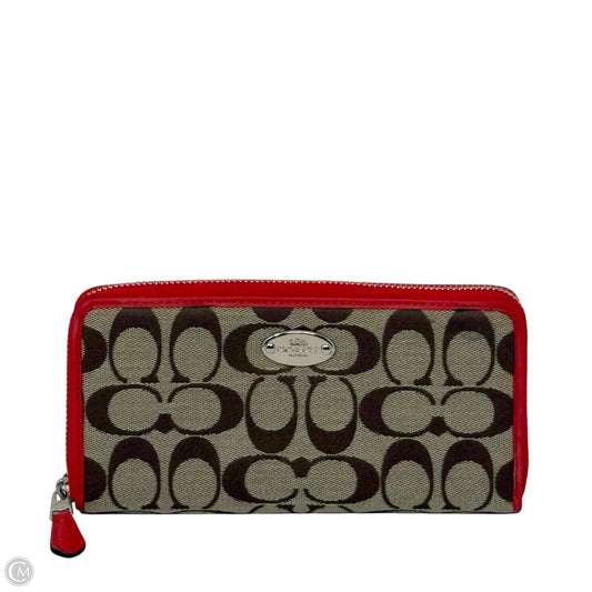 Outline Signature Accordion Zip Wallet Designer By Coach, Size: Large