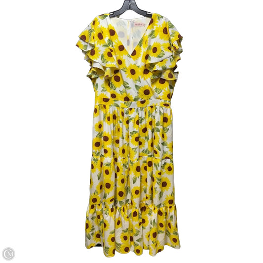 Sunflower Tiered Dress Casual Maxi By Ivy City Co In Floral Print, Size: 20
