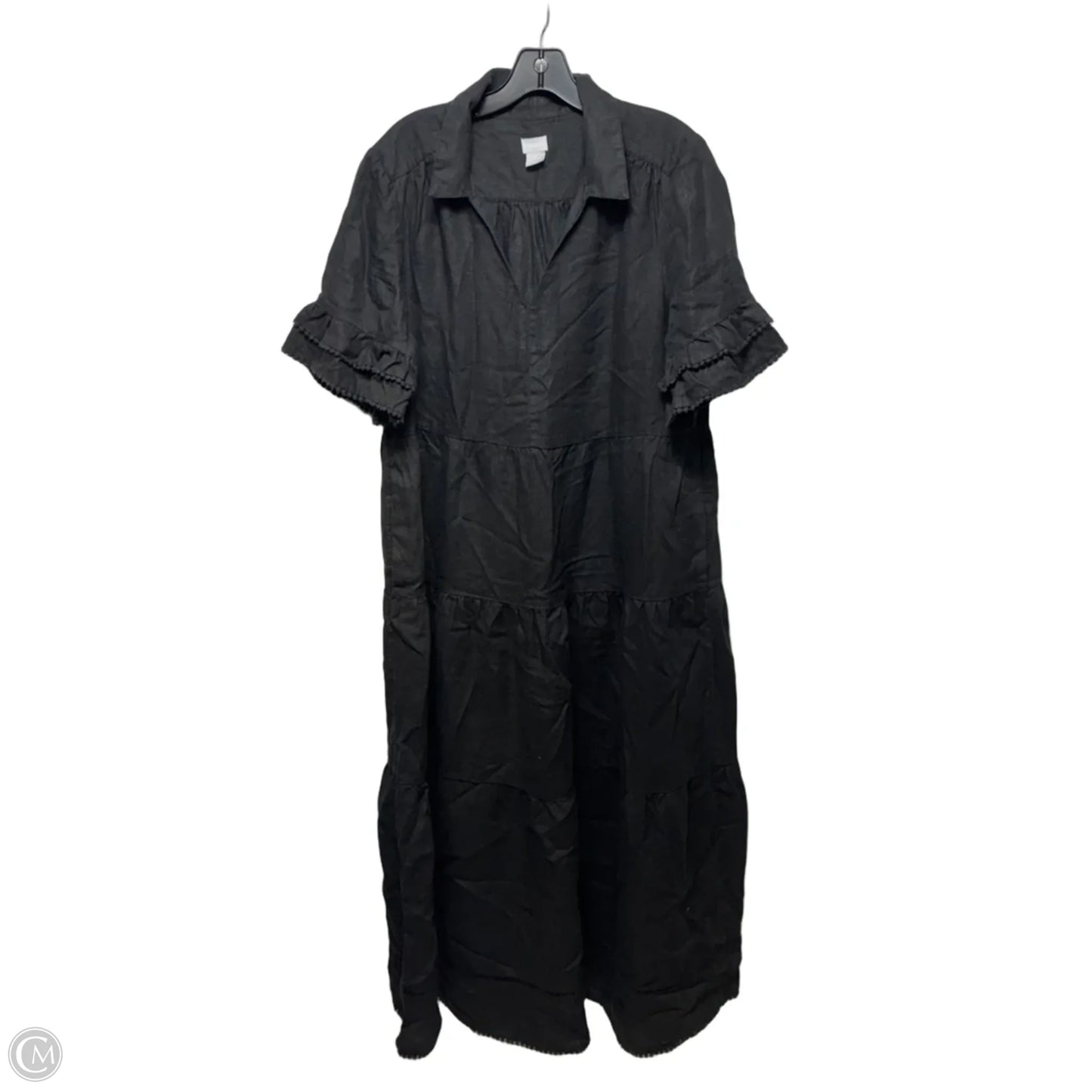 Linen Dress Casual Maxi By Chicos In Black, Size: 12