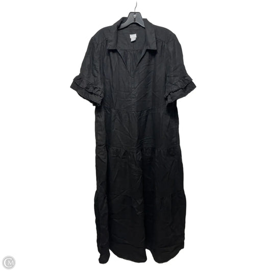 Linen Dress Casual Maxi By Chicos In Black, Size: 12