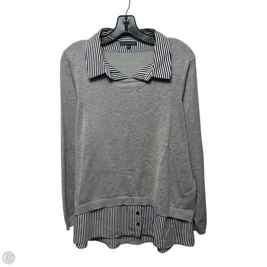 Top Long Sleeve By Adrianna Papell In Grey, Size: Xl
