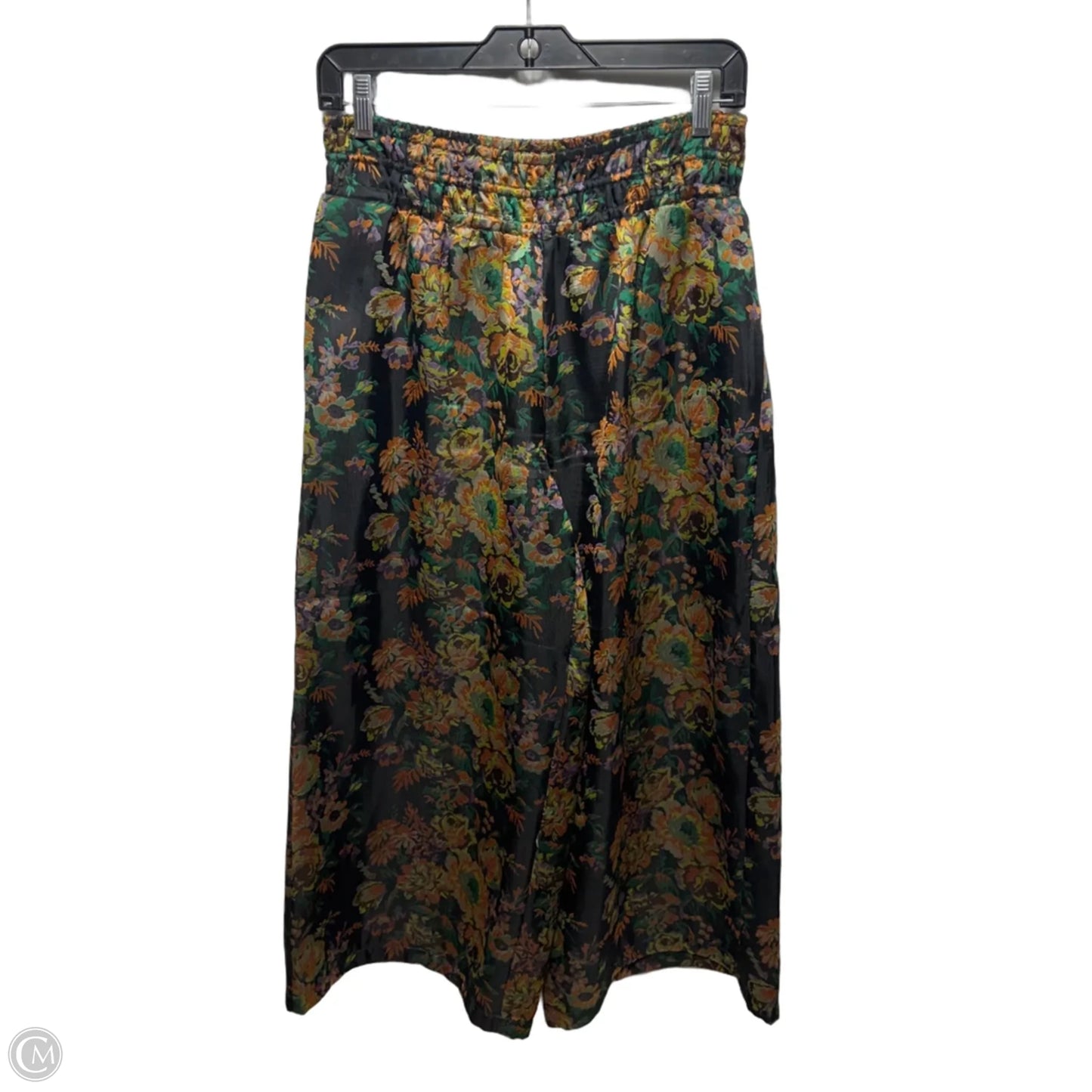 The Somerset Pull-On Pants: Cropped Jacquard Edition By Anthropologie In Floral Print, Size: XS
