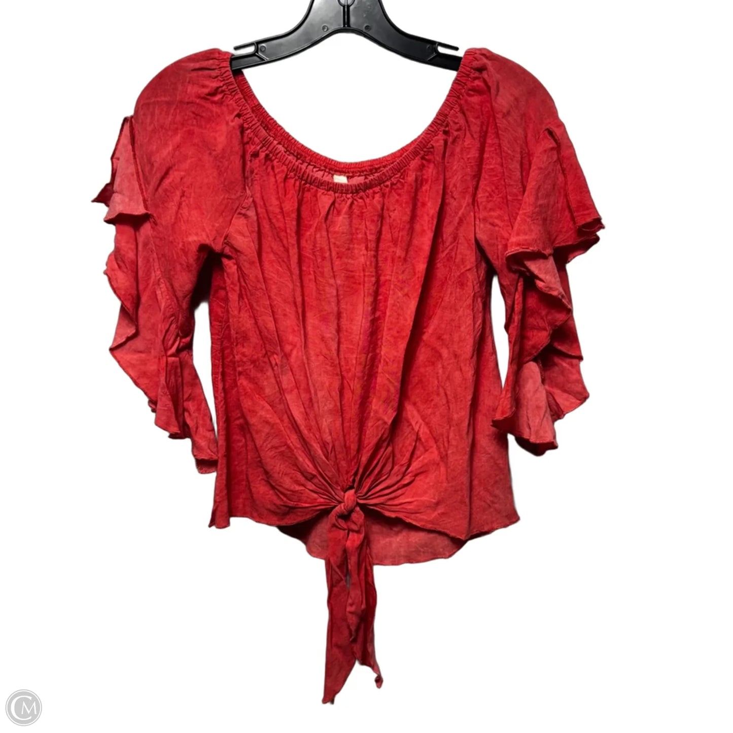 Top Short Sleeve By Elan In Red, Size: S