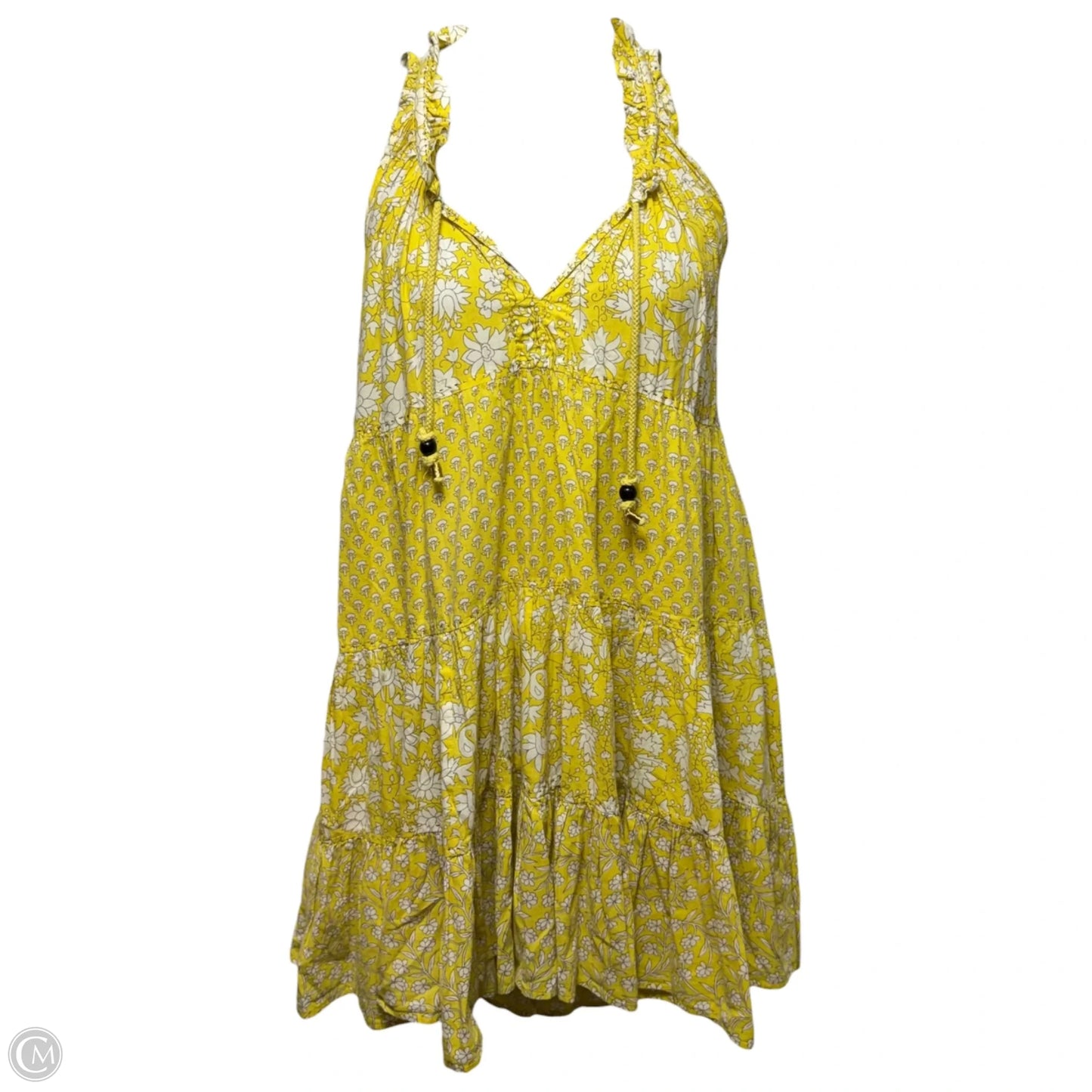 Sofia Sleeveless Tiered Mini Dress By Ros Garden In Yellow, Size: L