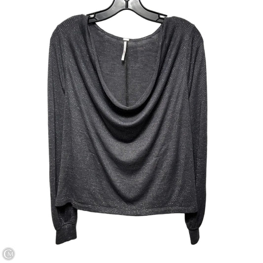 Metallic Knit Cowl Neck Top Long Sleeve By Free People In Silver, Size: S