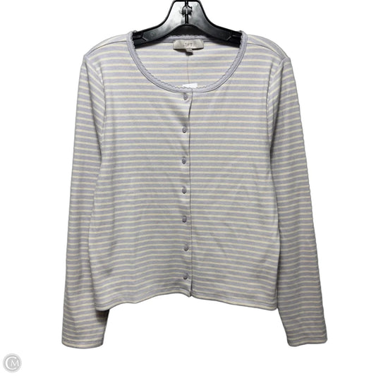 Sweater Cardigan By Loft In Striped Pattern, Size: Xl