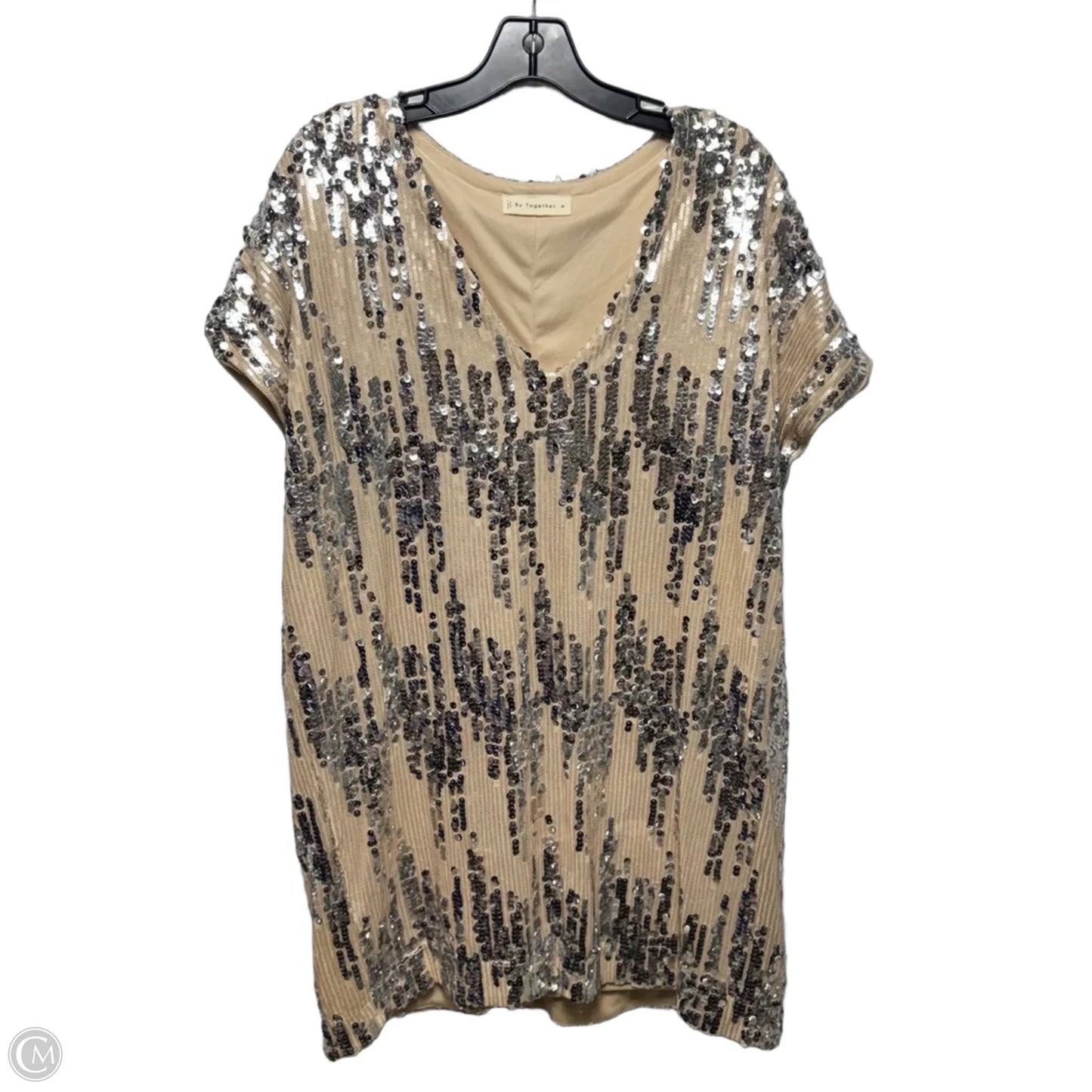 Sequin Dress Casual Short By By Together In Silver & Tan, Size: M