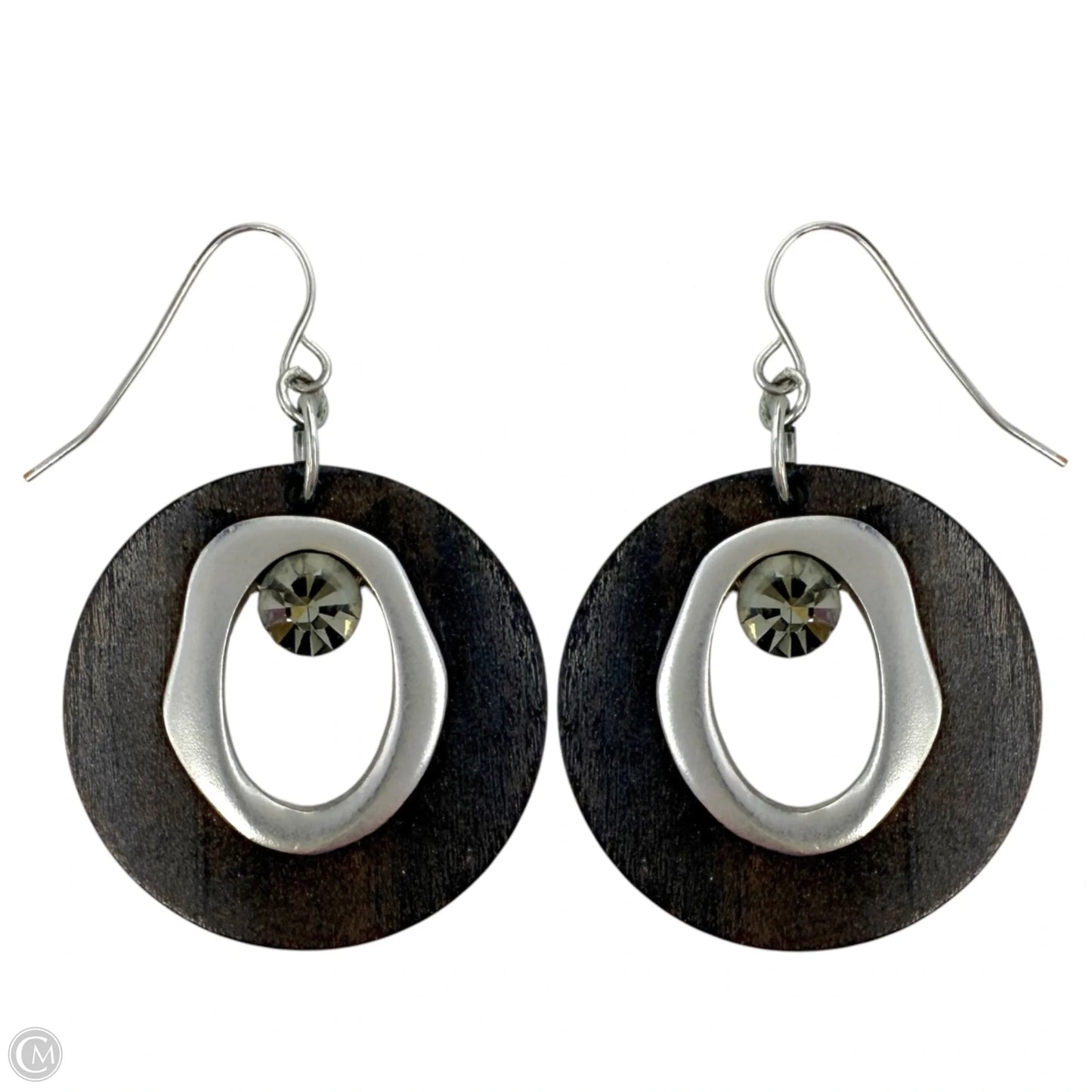 Wood & Crystal Dangle Earrings