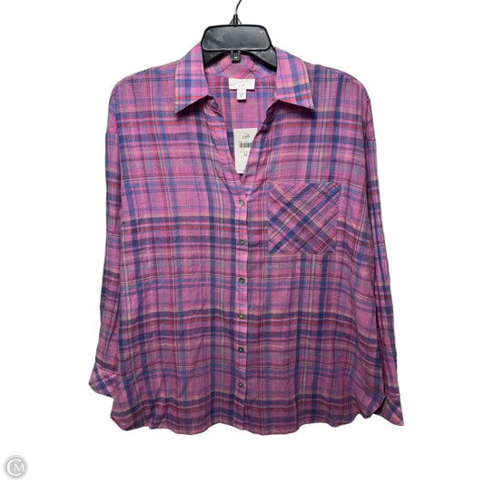 Top Long Sleeve By J. Jill In Plaid Pattern, Size: M