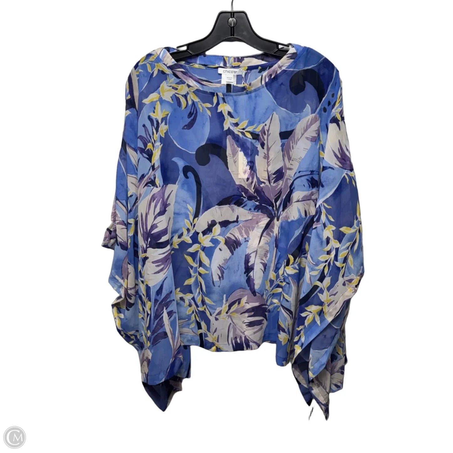 Tropical Swirl Wast West Poncho By Chicos In Floral Print, Size: S/M
