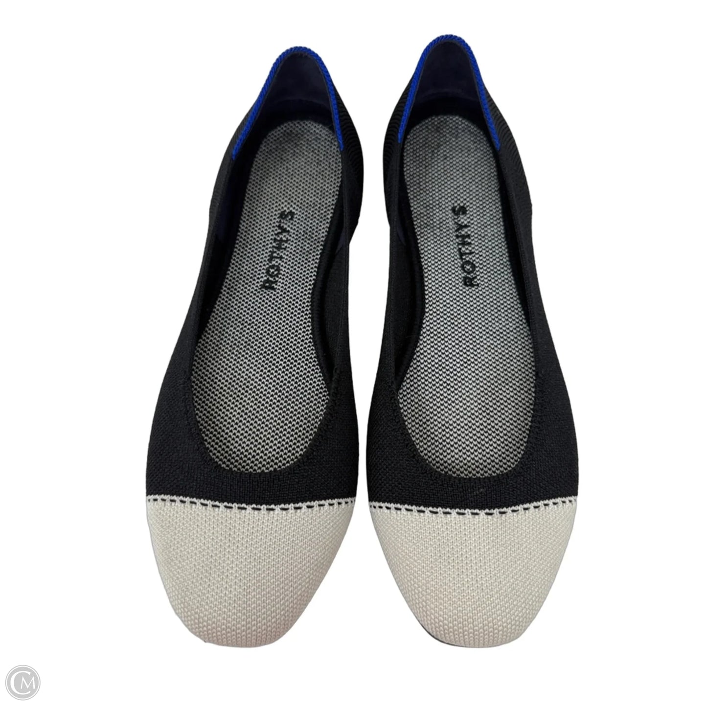 The Square Flats By Rothys In Tuxedo Black & Cream, Size: 9