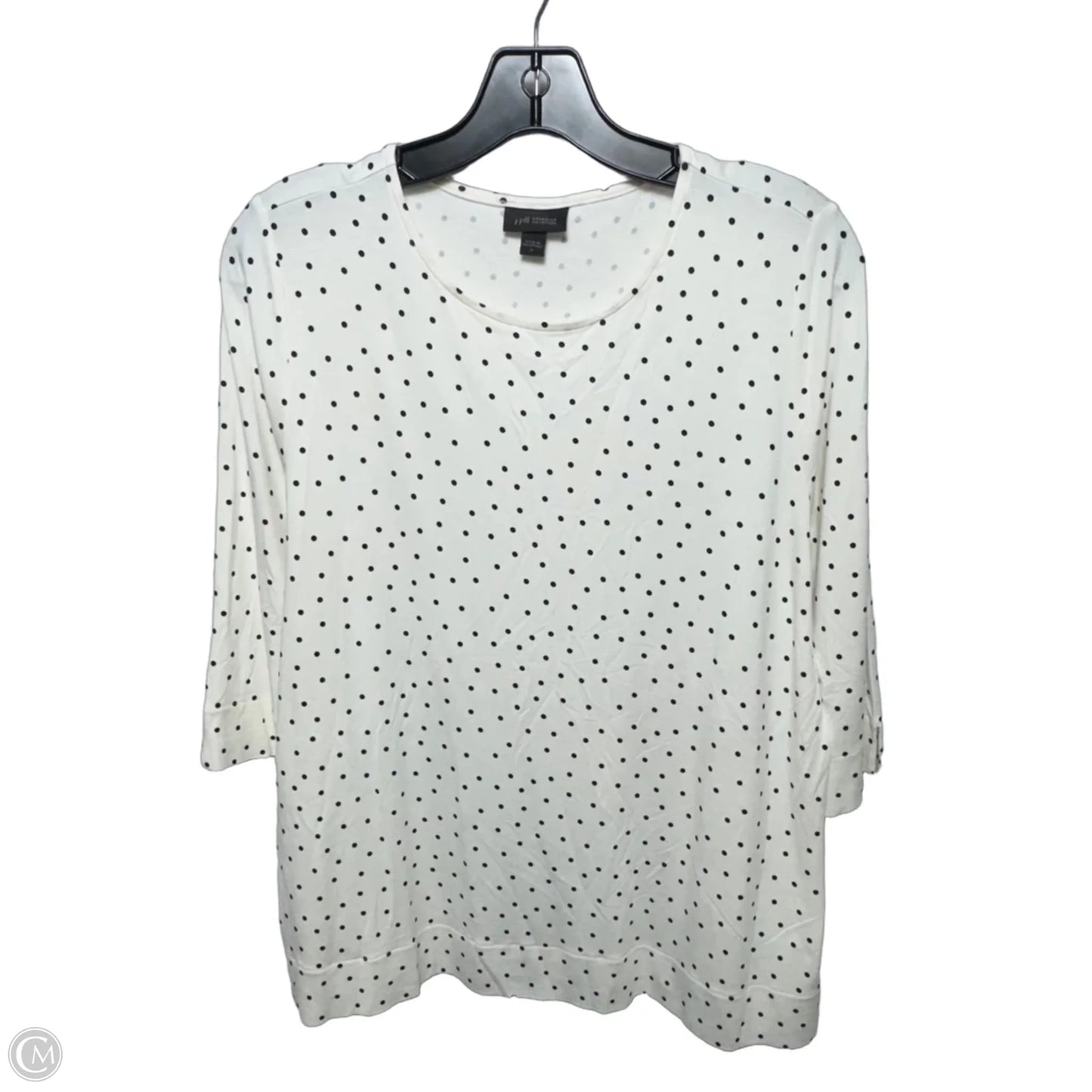Top 3/4 Sleeve By J. Jill In Cream & Black Polka Dots, Size: M
