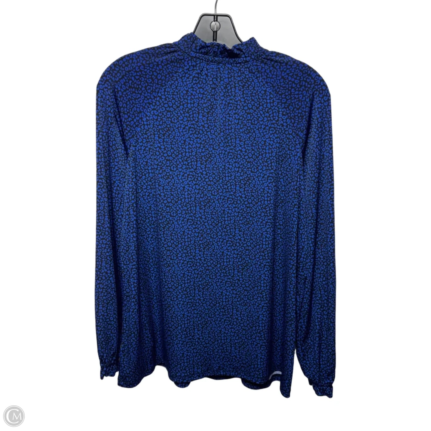 Top Long Sleeve By Michael By Michael Kors In Blue & Black Animal Print, Size: L