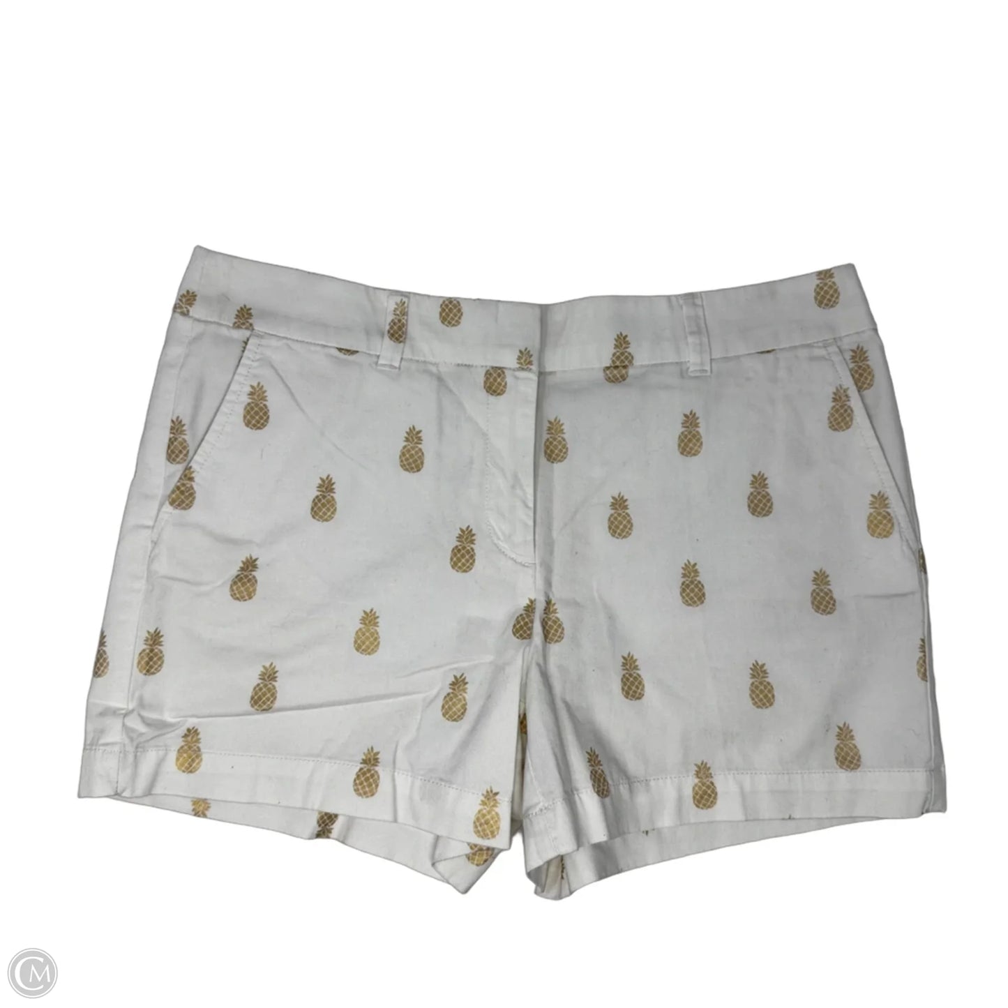 Pineapple Shorts By Loft In White and Gold, Size: 6