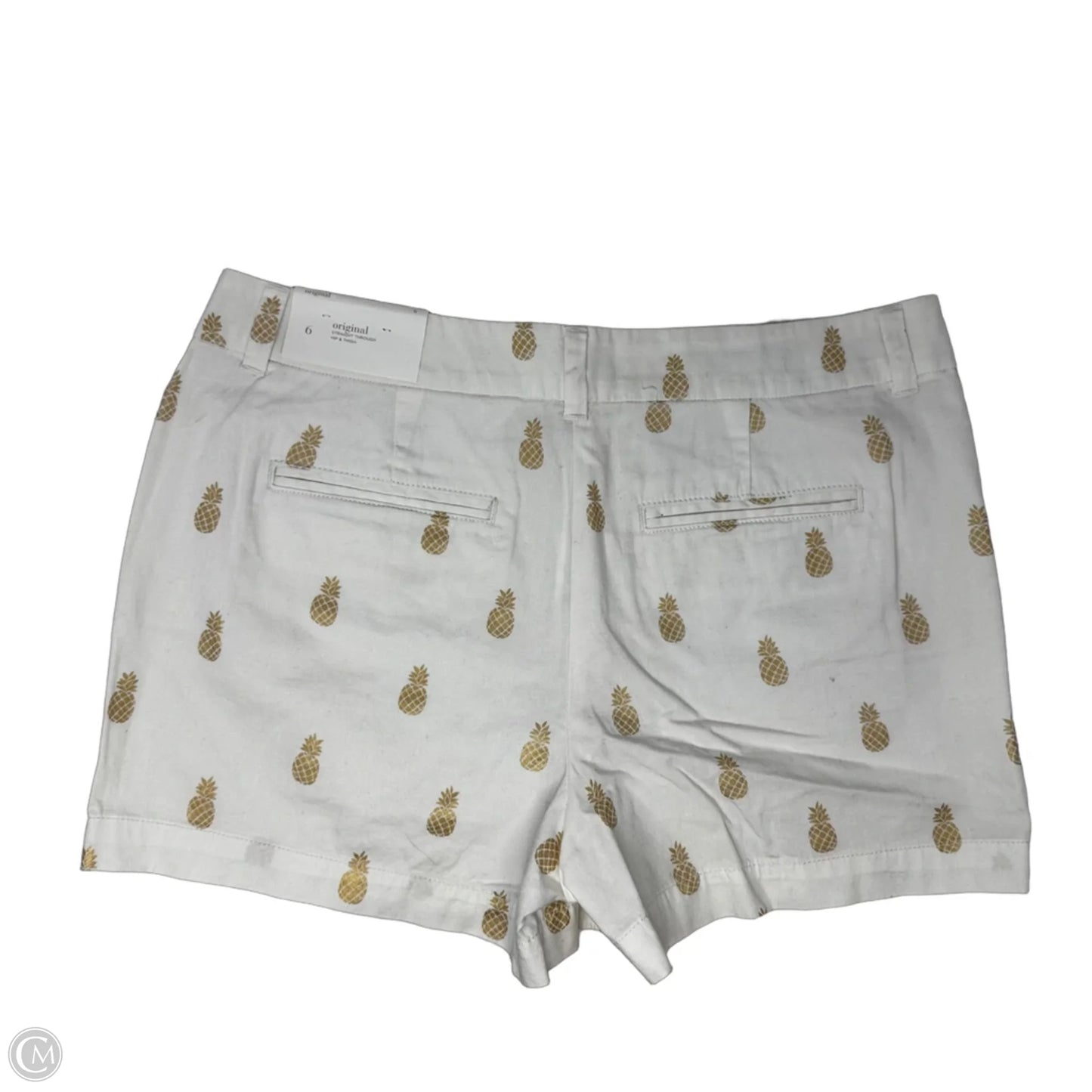 Pineapple Shorts By Loft In White and Gold, Size: 6