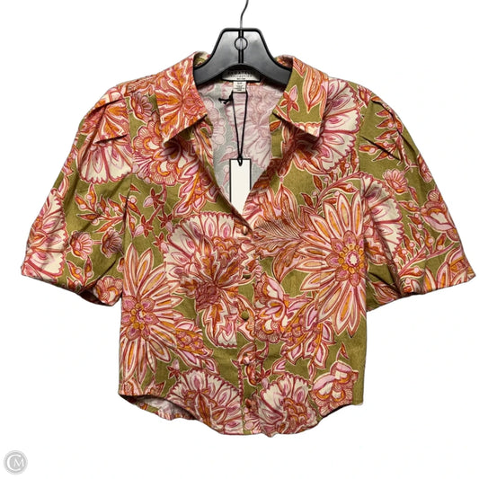 Cropped Top Short Sleeve By Bagatelle In Floral Print, Size: S
