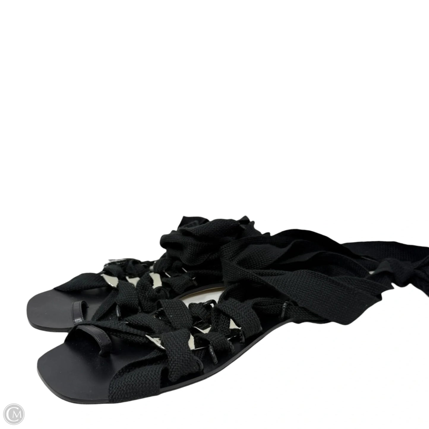 Ribbon Link Lace-up Gladiator Sandals In Black Designer By Tory Burch In Black, Size: 8.5
