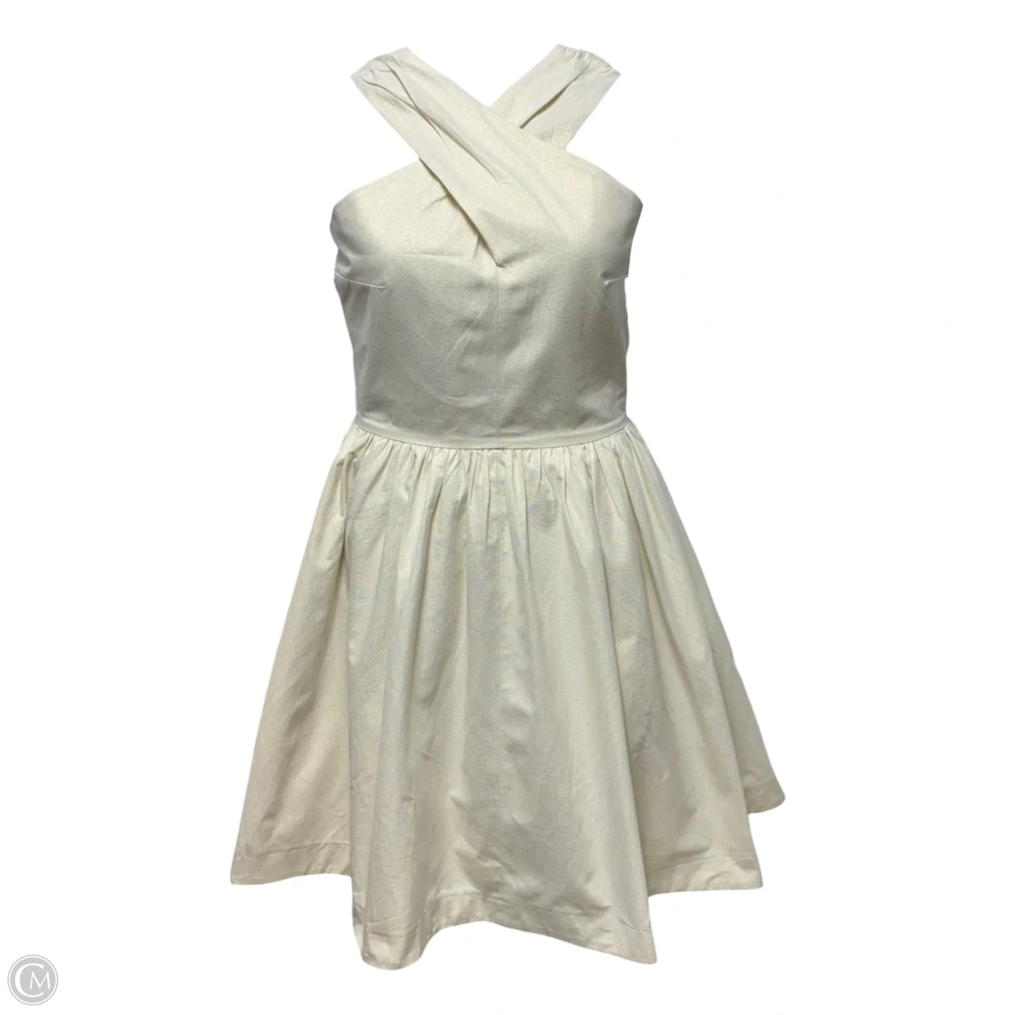 Crisscross Halter Fit & Flare Cocktail Dress By Rosie + Belle In Metallic Gold, Size: 8