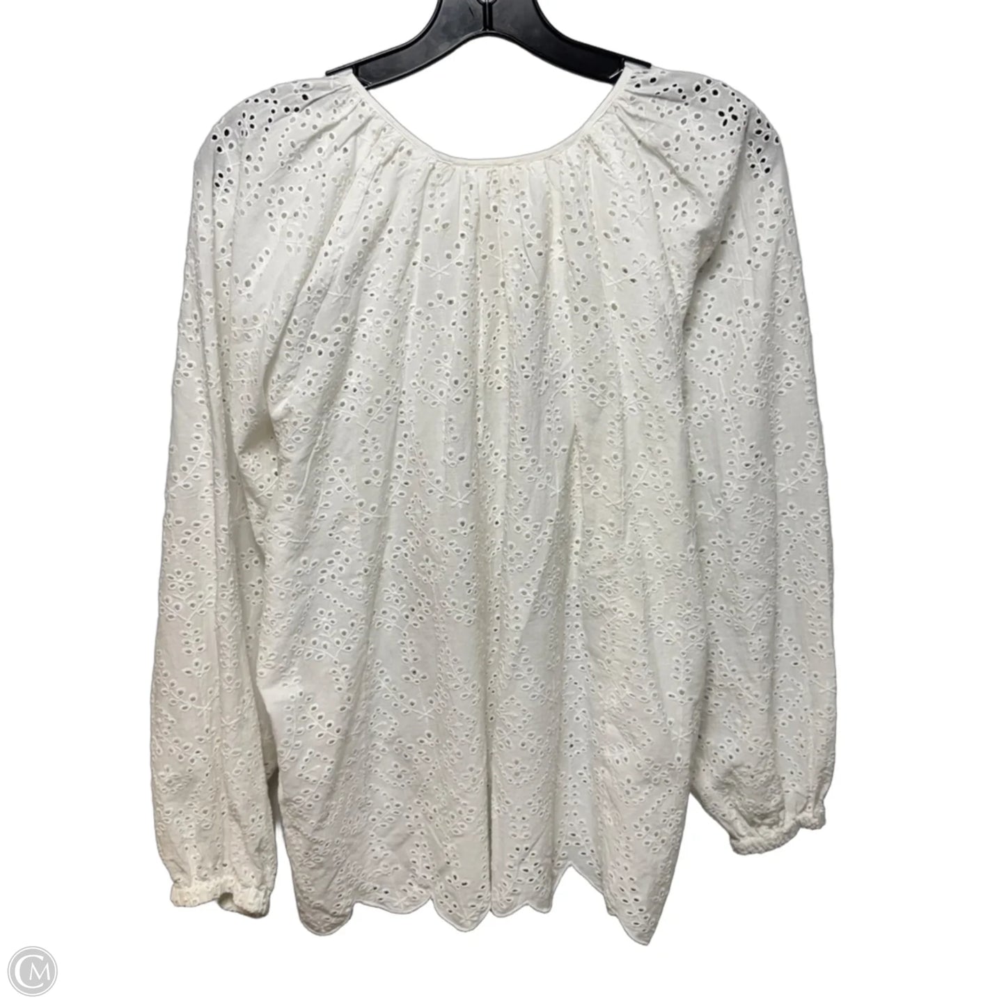 Cotton Eyelet Top Long Sleeve By Roller Rabbit In White, Size: S