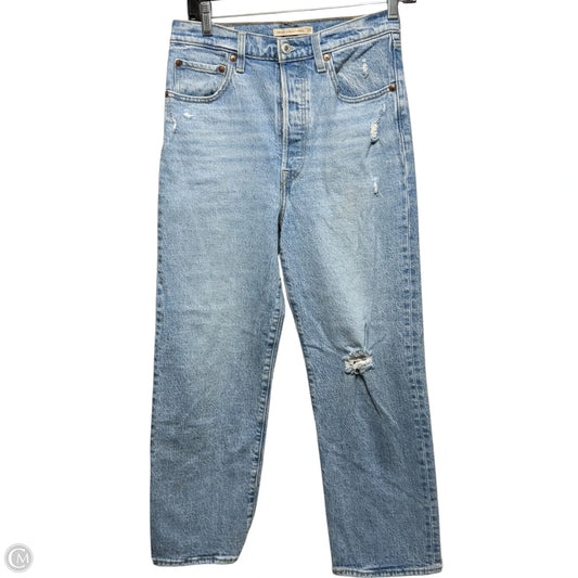 Ribcage Straight Ankle Jeans By Levis In Blue Denim, Size: 4