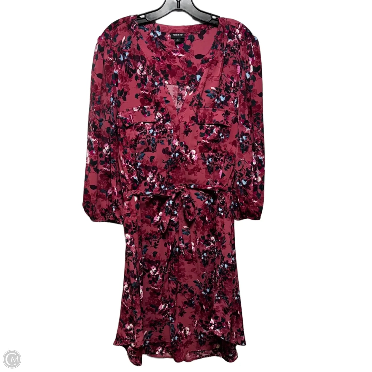 Belted Dress Casual Midi By Torrid In Floral Print, Size: 2x