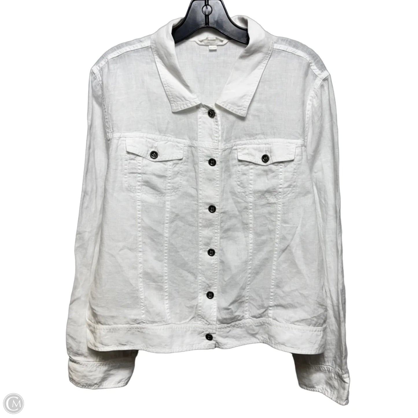 100% Organic Linen Jacket By Eileen Fisher In White, Size: Xl