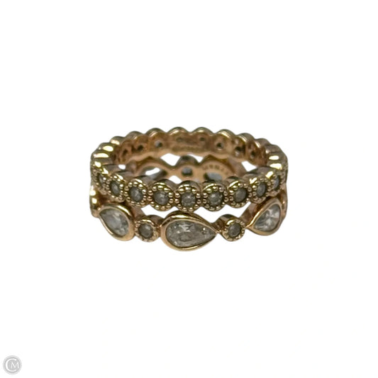 2 Piece CZ & Rose Gold Over Sterling Rings, Size: 6
