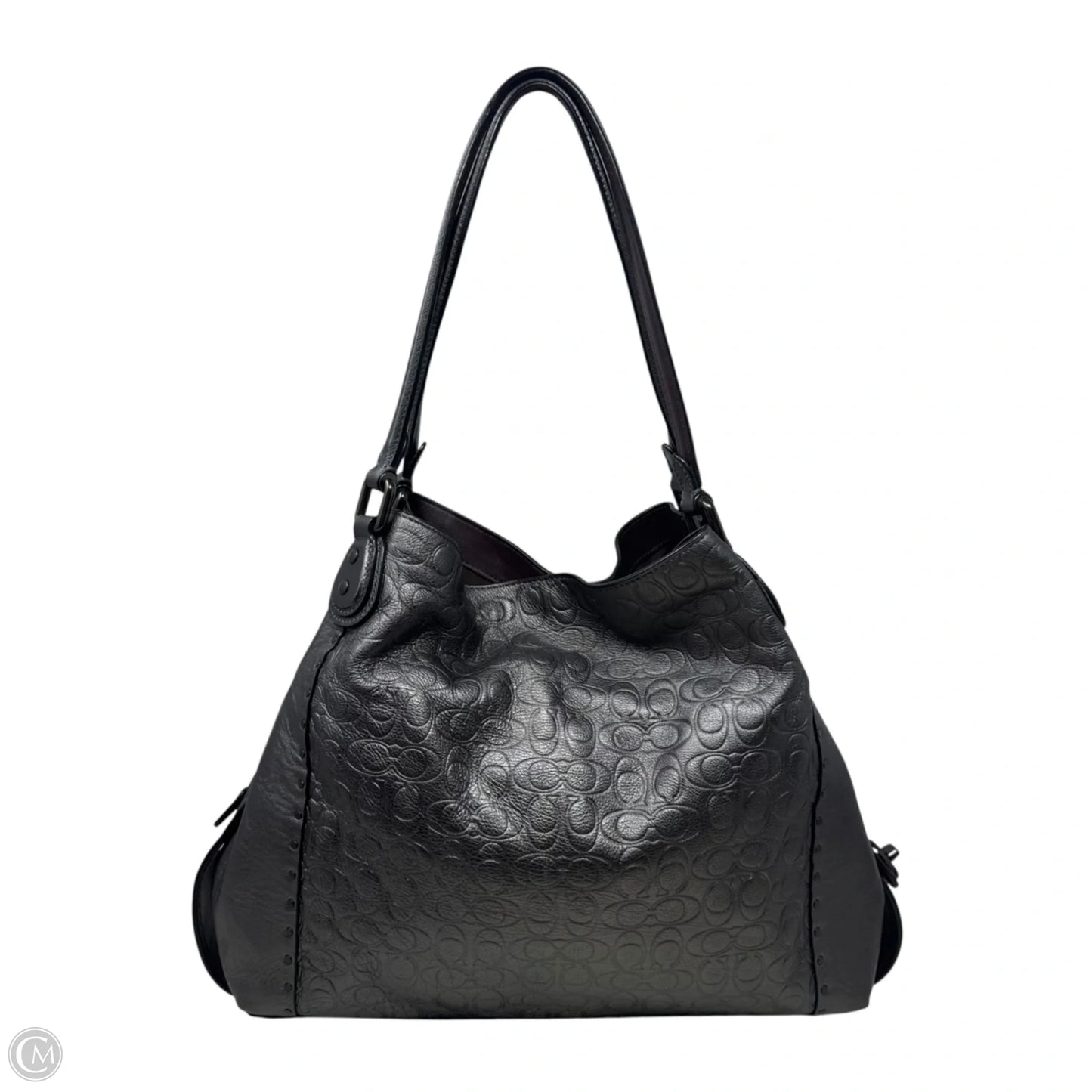 Edie Metallic Signature Embossed Leather Shoulder Bag 31 By Coach, Size: Large