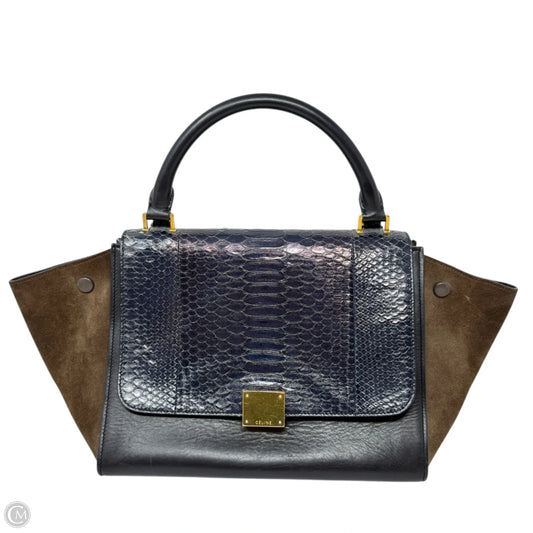 Python & Brown Suede Trapeze Bag Luxury Designer Label By Celine, Size: Large